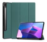 Gigapack Tok álló, bőr hatású (aktív FLIP, oldalra nyíló, TRIFOLD asztali tartó funkció) SÖTÉTZÖLD [Lenovo Tab P12 Pro (TB-Q706F)]