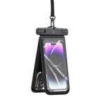 USAMS vízhatlan/vízálló tok, AQUA (univerzális, IP68, nyakba akasztható, kétrekeszes kialakítás, 7' méret) FEKETE (FSD1401) (FSD1401)