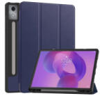 Gigapack Tok álló, bőr hatású (aktív FLIP, oldalra nyíló, TRIFOLD, asztali tartó, ceruza tartó) SÖTÉTKÉK Lenovo Idea Tab Pro (TB373FU) (GP-168537)