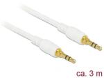 Delock Sztereó Jack Kábel 3, 5 mm 3 tűs férfi > férfi 3 m fehér (85552) (85552) (85552)