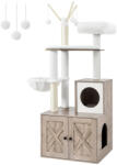 FEANDREA 2-az-1-ben Macskabútor Alomtálca Szekrénnyel és Játékközponttal Greige (EUZ-PCT113G01)