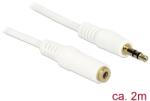 Delock Stereo Jack hosszabbító kábel 3.5 mm 3 pin apa > anya 2 m fehér (83767) (83767) (83767)