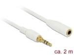 Delock Sztereó jack hosszabbító kábel 3, 5 mm 3-tűs apa > anya 2 m hosszú fehér (85579) (85579) (85579)