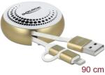 Delock USB 2.0 2 az 1-ben behúzható kábel A-típusú Micro-B és Lightning fehér / arany (85820) (85820) (85820)