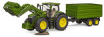 BRUDER Tractor John Deere 7R 350 cu încărcător frontal și remorcă basculantă cu osie tandem (3155)