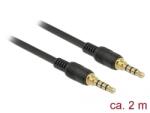 Delock Sztereó Jack Kábel 3, 5 mm 4 tűs férfi > férfi 1m fekete (85598) (85598)