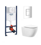 GROHE Rapid SL fali WC szett Artist mélyöblítésű WC csészével, Soft-Close ülőkével és Skate Cosmopolitan fehér nyomólappal (38840000-SET2)
