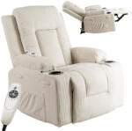  Dönthető masszázsfotel bézs kord kárpittal - BOX (ME-BOX2-BZ-SZTR-FW)