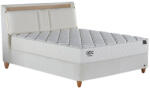 ABC Bedding Limoges kárpitozott ágyneműtartós franciaágy - beépített LED világítás, tört fehér + Limoges táskarugós matrac - HR Foam, Hyper Foam, Bamboo huzat - 140x200