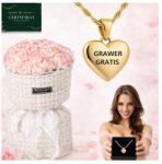  Arany Szív Nyaklánc Bármilyen Gravírozással Szappanrózsa Csokor Ajándék (NA URODZINY WALENTYNKI STAL CHIRURGICZNA ŻONY)