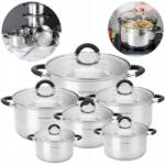  12 Db-os Indukciós Edénykészlet Üveg Fedővel (APP_MP-5118)