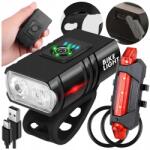 Lewer Kerékpár Lámpa szett első hátsó Akkumulátoros kormányra Usb (BK-02)