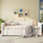 Gutent Ágyazható kanapé, 90x200 cm, kihúzva 180 cm, Usb, 2 fiókos, bézs bouclé (1001)