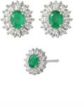  Cercei Smarald Cu Zircon Oval Fatetat 11x10x15 mm Argint 925 - 1 Pereche