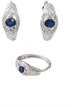  Cercei din Safir Albastru cu zircon 15x7x17 mm - Argint 925 - 1 Pereche