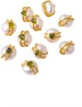  Charm Perle de Cultura Cu Turmalina Verde 10x9x9 mm Argint 925 Aurit - 1 Buc