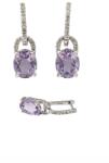  Cercei Ametist Cu Zircon Oval Fatetat 22x6x10 mm Argint 925 - 1 Pereche