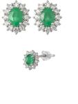  Cercei Smarald Cu Zircon Oval Fatetat 7x6x14 mm Argint 925 - 1 Pereche