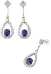  Cercei Safir Albastru Cu Zircon Oval Fatetat 24x8x13 mm Argint 925 - 1 Pereche Accent Elegant
