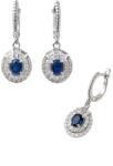  Cercei Safir Albastru Cu Zircon Oval Fatetat 25x10x10 mm Argint 925 - 1 Pereche