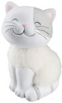  Fehér színű gyapjas kerámia cica szobor - 10 cm