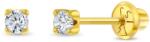 Bebe Gold Cercei din Aur 14K pentru Nou Nascuti sau Bebelusi - Diamant Natural 2mm, montura Prong, inchidere cu Filet si Protectie