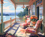 Alkotásutca Veranda a tó mellett - Számfestő készlet kereten 40x50