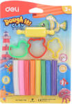 Deli Plastilina 8 culori/set 100g cu 4 forme modelaj, DELI Dough it!