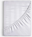 Goldea cearceaf de pat din damasc cu elastic - dungi gri deschis cu luciu satinat 200 x 200 cm
