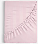 Goldea cearceaf de pat din damasc cu elastic - dungi roz vechi cu luciu satinat 80 x 200 cm
