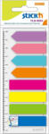 STICK'N Index autoadeziv plastic 45x12 mm, 8 culori neon+sageata, STICK'N