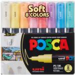 uni Marker varf 0.7 mm, culori pastel, UNI Posca PC-1M, 8 culori/set