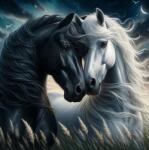 NORIMPEX - Puzzle Tablou Diamant: Cal alb și negru 30x40cm - 1 - 39 piese