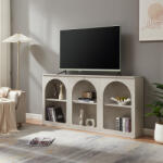 [en. casa] Comoda TV gri Trorhun 160x30x80 cm cu 6 rafturi deschise (89302870) Comoda