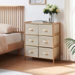 [en. casa] Comoda Maldon cu 6 sertare textile, bambus, natur/bej, 79x66x35 cm (89953054) Comoda