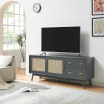 [en. casa] Comoda TV Susa gri cu front din poliratan, 160x40x65 cm (89240988)