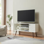 [en. casa] Comoda TV Vare 130x40x65, 5 cm alba, cu rafturi si dulap, en. casa (88640831)