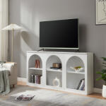 [en. casa] Comoda TV alba Trorhun 160x30x80 cm cu 6 compartimente deschise (89302869) Comoda