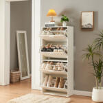 [en. casa] Pantofar alb Sykkylven cu 4 clapete, 134x60x24 cm, pentru 16 perechi (88502508) Pantofar