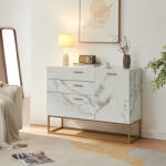 [en. casa] Comoda sideboard Lavangen 100x75x35 cm, alb cu efect marmura (88621988) Comoda