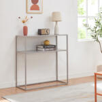 [en. casa] Masa consola Kuhmo gri deschis din metal, cu polita, 80 x 80 x 30 cm (89623548)
