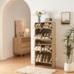 [en. casa] Pantofar Lund cu 4 clapete oglinda, finisaj stejar Sonoma (88503919) Pantofar