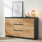 [en. casa] Comoda sideboard Kyr 120x40x75 cm negru si stejar rustic (90354375) Comoda
