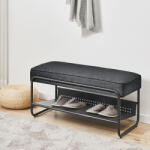[en. casa] Banca pentru pantofi Lillehammer 90x37x42 cm, negru, cu sezut tapitat (87130488)