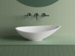 Foglia Lavoar pe blat din compozit, 56 x 32 cm, alb lucios, oval, Foglia Grace (600164060003)