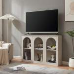[en. casa] Comoda TV Trorhun gri 120x30x80 cm cu 6 compartimente deschise (89302868) Comoda