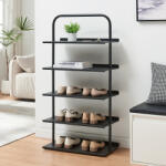 [en. casa] Pantofar metalic Poytya cu 5 rafturi, negru, 119x60x32 cm (88643871) Pantofar