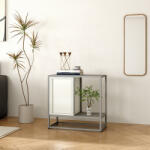 [en. casa] Bufet metalic Burlöv gri/alb cu raft deschis si usa, 70x72x35 cm (88567566) Comoda