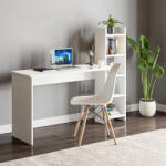 [en. casa] Birou alb cu raft lateral integrat 150x45x120 cm pentru home office (89347185)