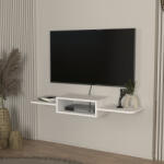 [en. casa] Comoda TV suspendata Tar, alba, 115x30x16 cm, cu rafturi [en. casa] (88933686)